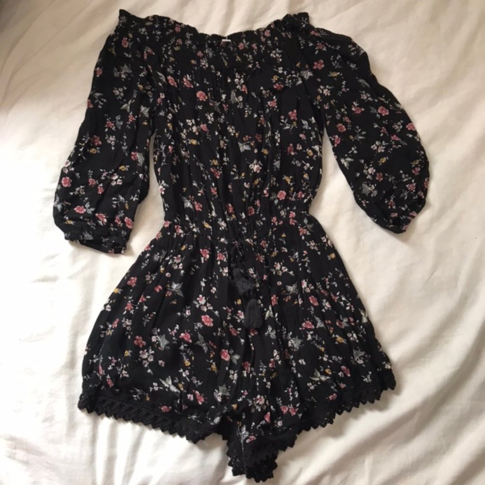 floral off the shoulder romper
